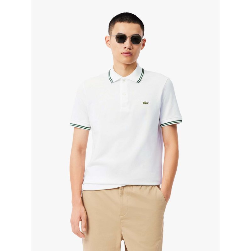 Lacoste Regular Fit Trim Accent L.12.12 Polo T-Shirt- White (S)