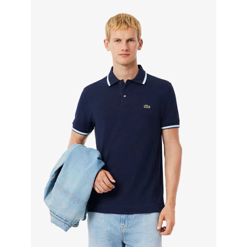 Lacoste Regular Fit Trim Accent L.12.12 Polo T-Shirt- Navy Blue (S)