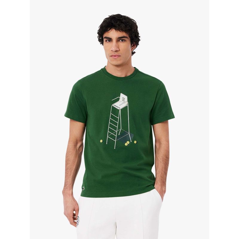 Lacoste Tennis Heritage Print T-Shirt- Green (S)