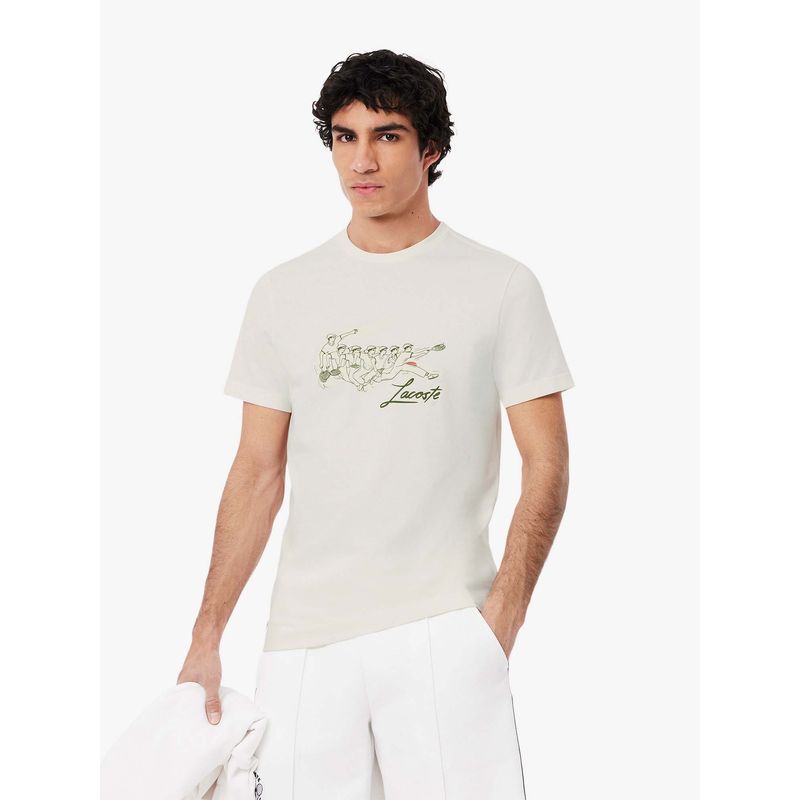 Lacoste Rene Print Tennis Heritage T-Shirt- White (S)