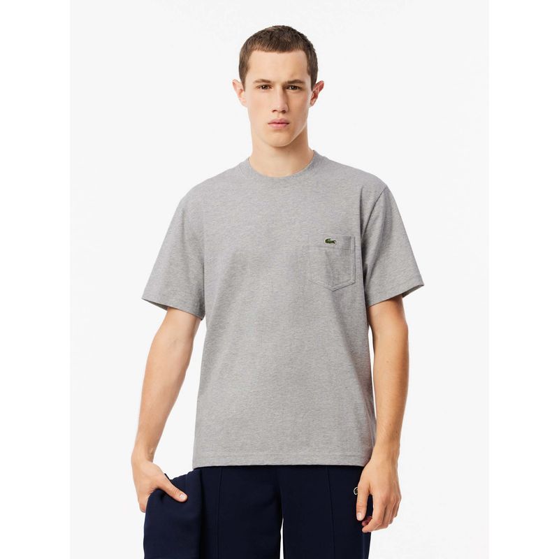 Lacoste Cotton T-Shirt with Breast Pocket -Grey (S)