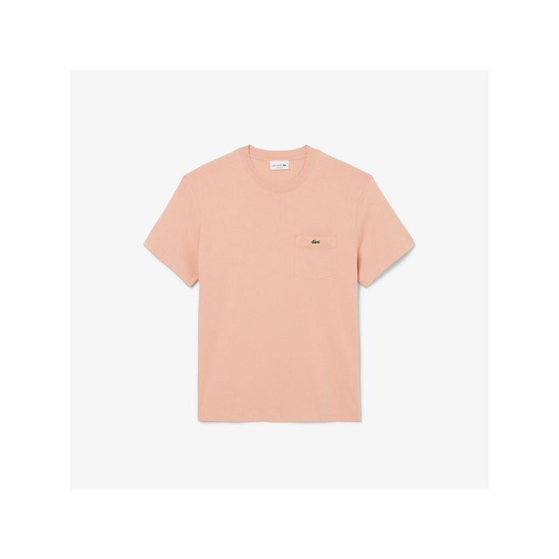 Lacoste Cotton T-Shirt with Breast Pocket -Peach (S)