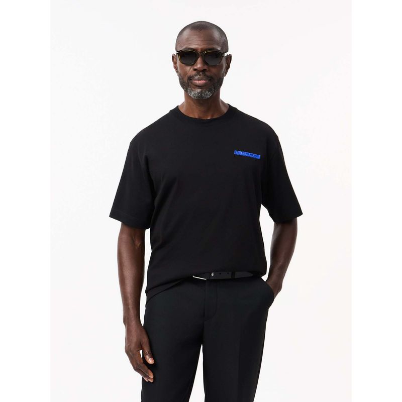 Lacoste Loose Fit Floral Print T-Shirt- Black (L)