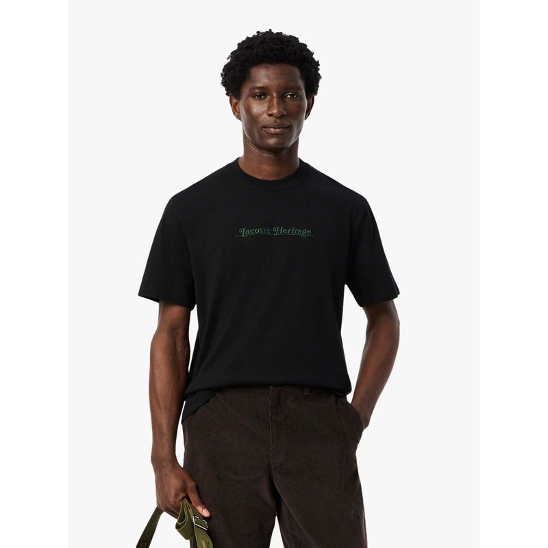 Lacoste Embroidered Cotton T-Shirt- Black (S)