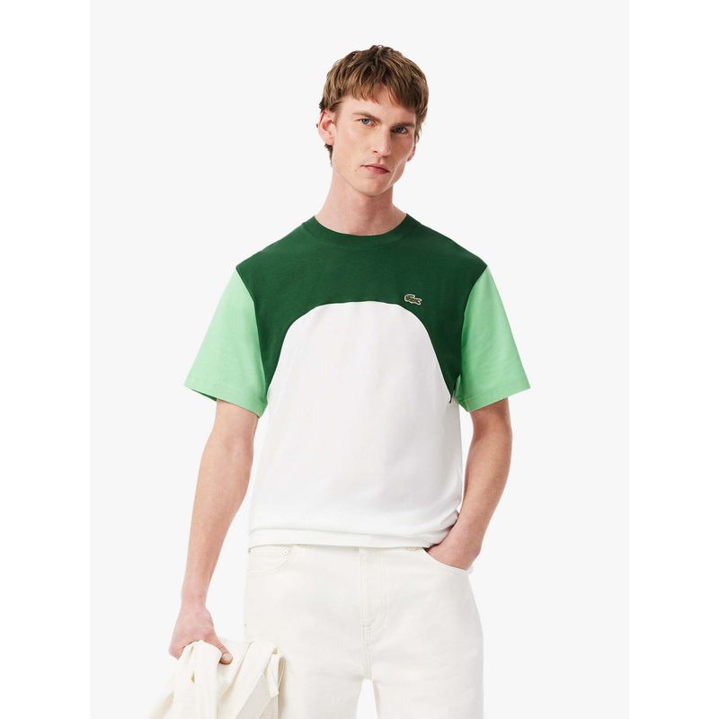 Lacoste Cotton Colour-Block T-Shirt- White (S)