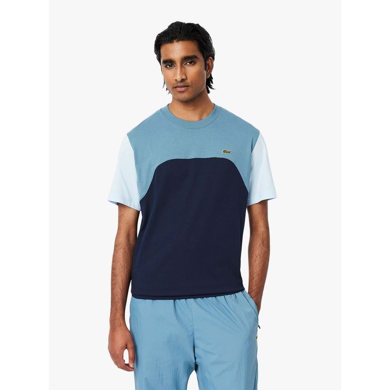 Lacoste Cotton Colour-Block T-Shirt- Blue (S)