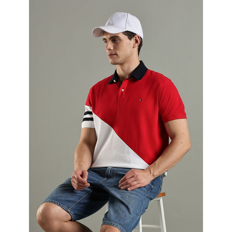 Tommy Hilfiger Colorblock Regular-Fit Cotton Polo T-shirt - White (XS)