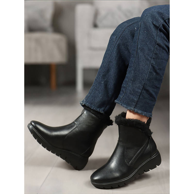 ELLE Black Solid Party Wear Women's Casual Boots (EURO 39)