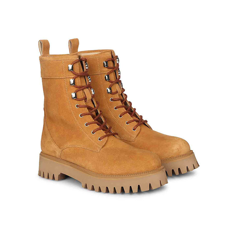 Saint G Anastasia Tan Leather Lace Up High Ankle Casual Boots (UK 3)