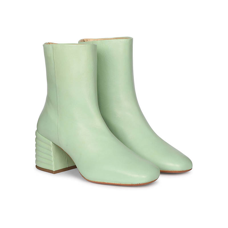 Saint G Green Distress Leather High Ankle Casual Boots (UK 4)
