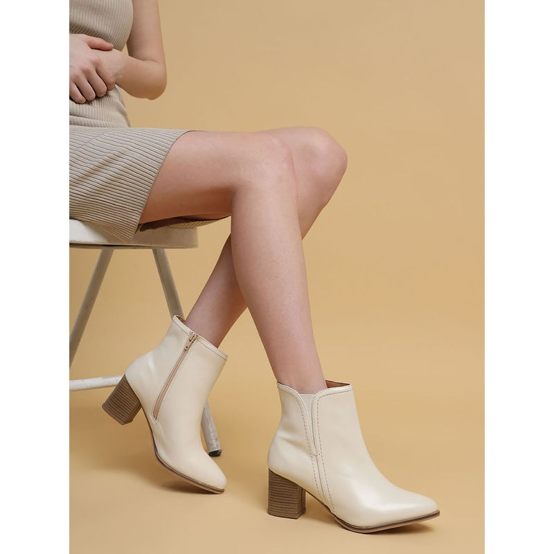 Truffle Collection Cream Solid Casual Boots (UK 5)