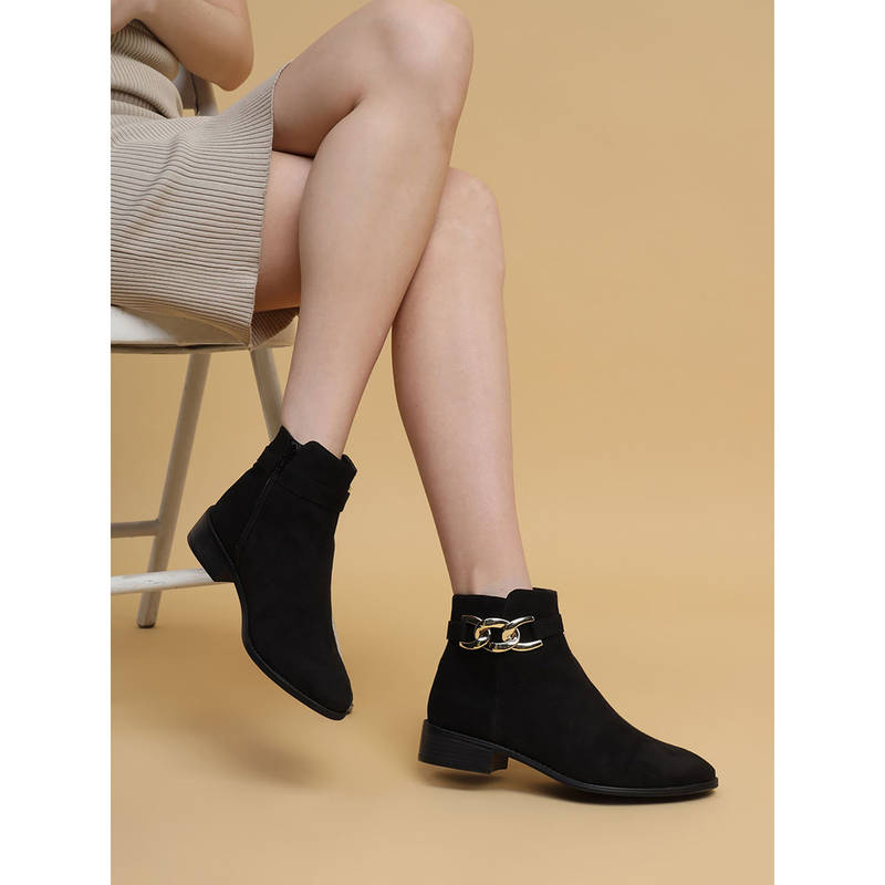 Truffle Collection Black Embellished Casual Boots (UK 4)