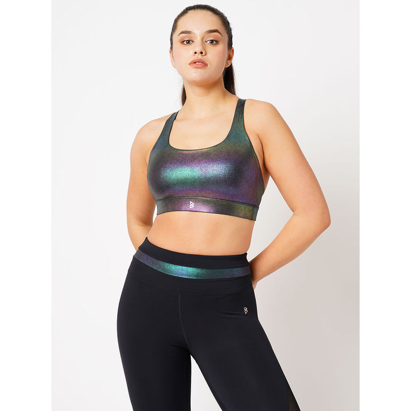 BODD ACTIVE One Step Ahead Black Holo Sports Bra (XS)