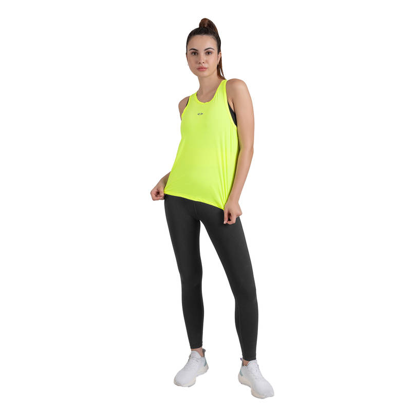 STRCH Solid Green Regular Fit Sleeveless Round Neck Tank Top (XL)