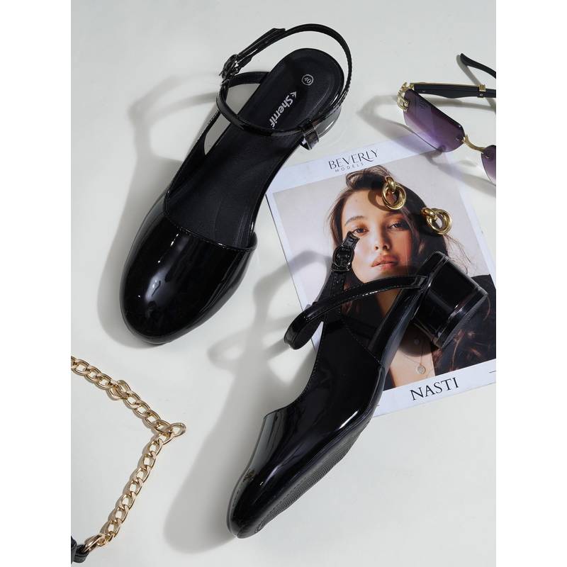 Sherrif Shoes Women Black Block Heels (EURO 33)