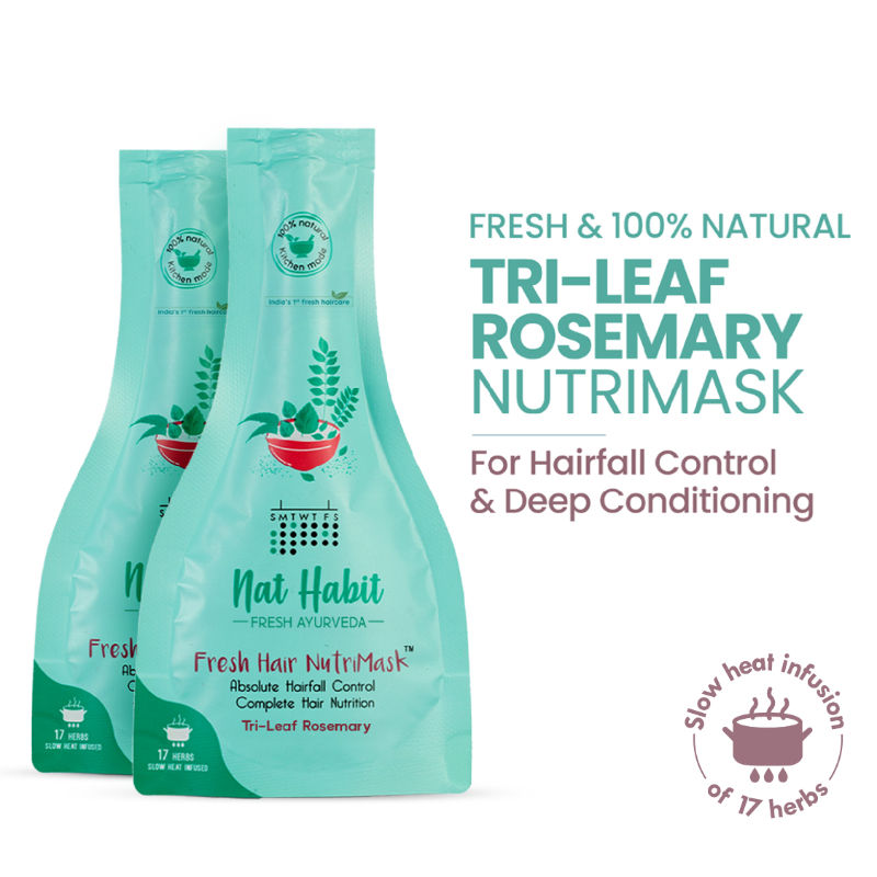 Nat Habit Tri-Leaf Rosemary Hair Mask With Peanut Protein For Hair Fall Control & Deep Conditioning