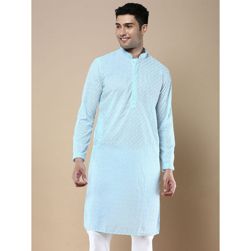 Sanwara Blue Stylish Ethnic Chikankari Kurta for Men (S)