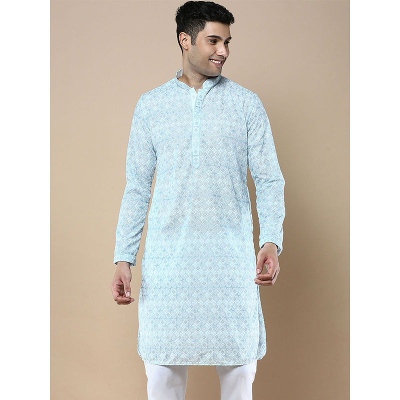 Sanwara Blue Stylish Ethnic Chikankari Kurta for Men (L)