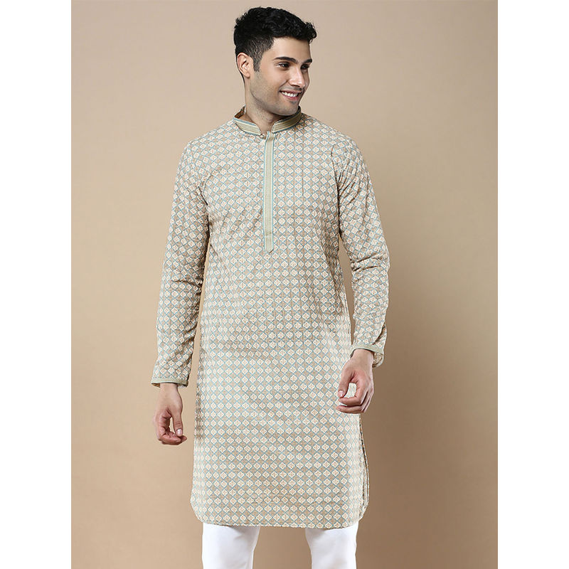 Sanwara Brown Stylish Ethnic Chikankari & Printed Kurta for Men (S)