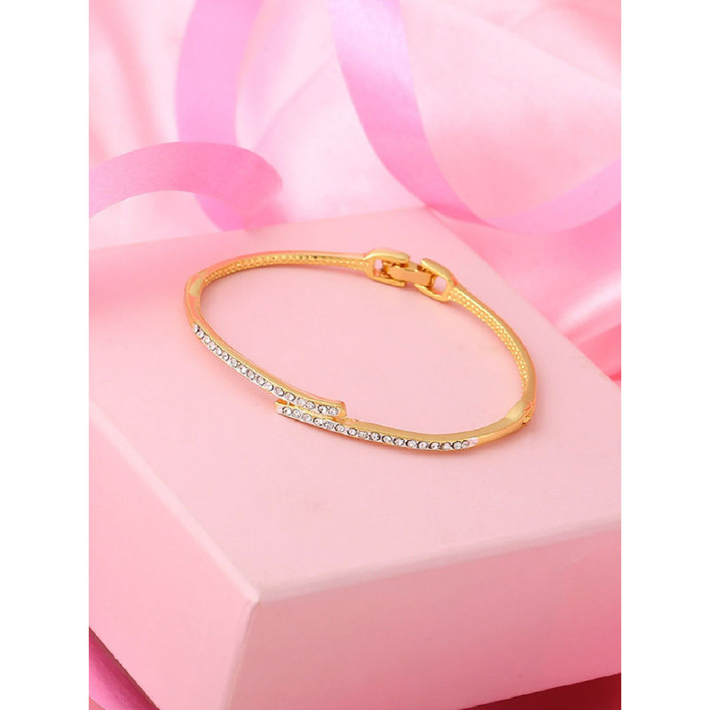 ELODIE STRIPE BOLD GOLD CUFF BRACELET