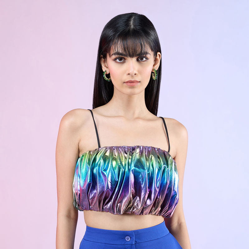 RSVP by Nykaa Fashion Multi-Color Edgy Crop Top (M)