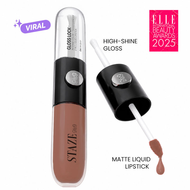 Staze Gloss Lock 2-in-1 Liquid Lipstick + Clear Gloss | 04 Im Shy