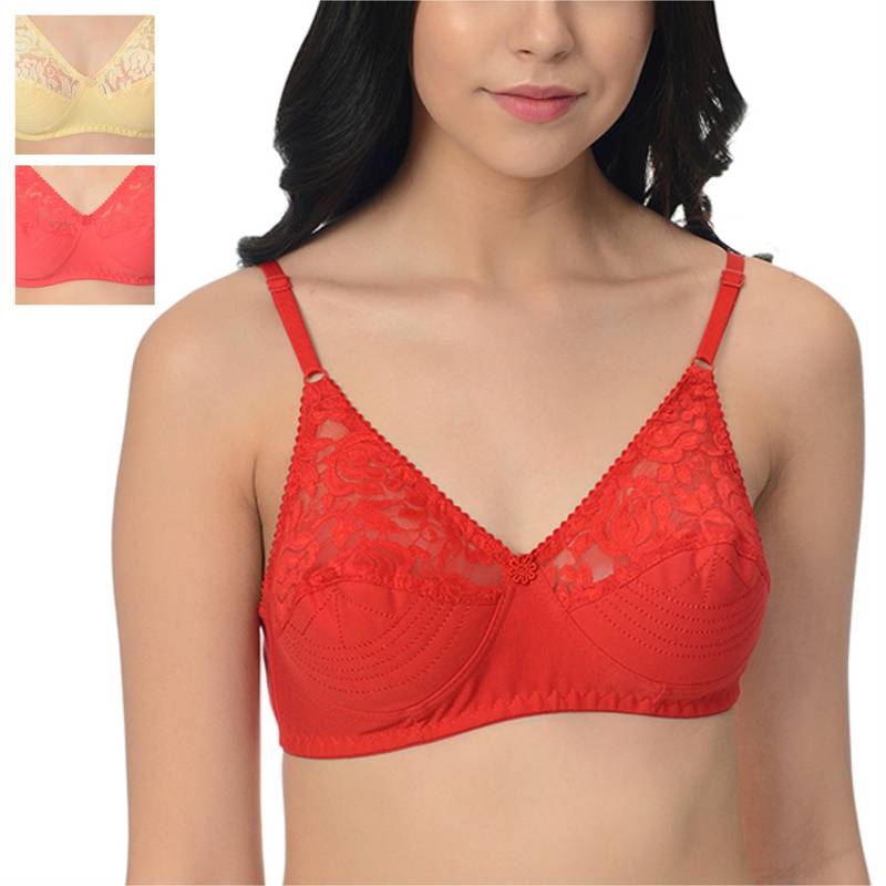 Mod & Shy Pack Of 3 Non-Padded Non Wired Basic Bra - Multi-Color (32B)