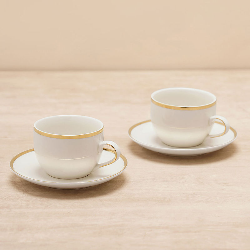 Pure Home + Living Set of 2 Classic Gold Line Tea Cup & Saucer Buy