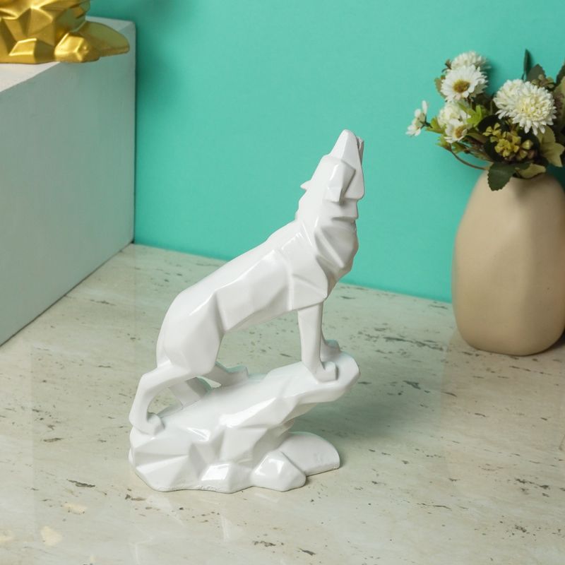 The Decor Mart Modern Art Geometric White Wolf Statue Buy The Decor