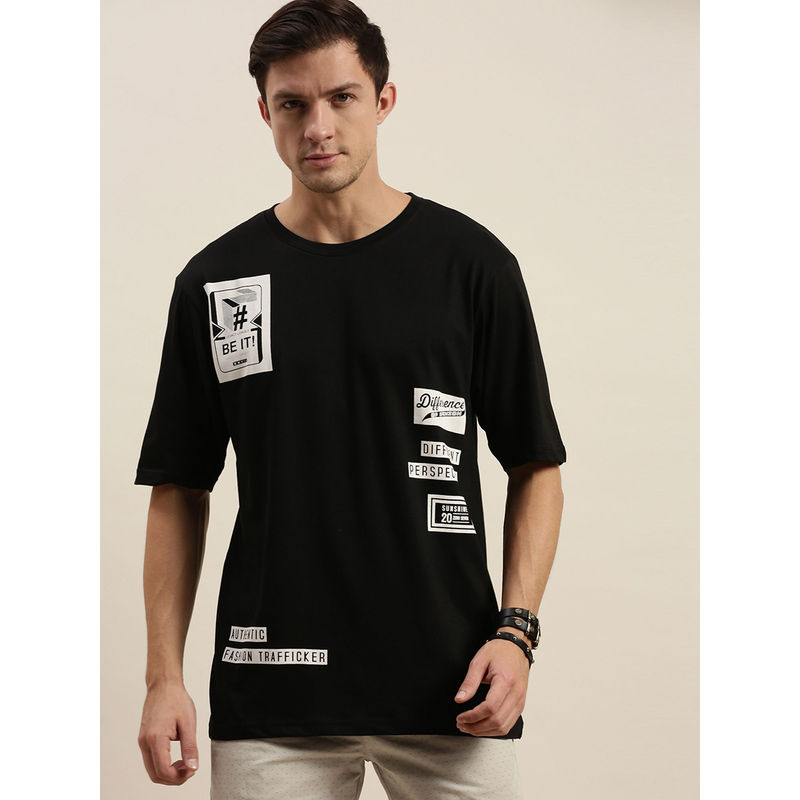 Difference of Opinion Black Graphic Oversized T-Shirt (S)