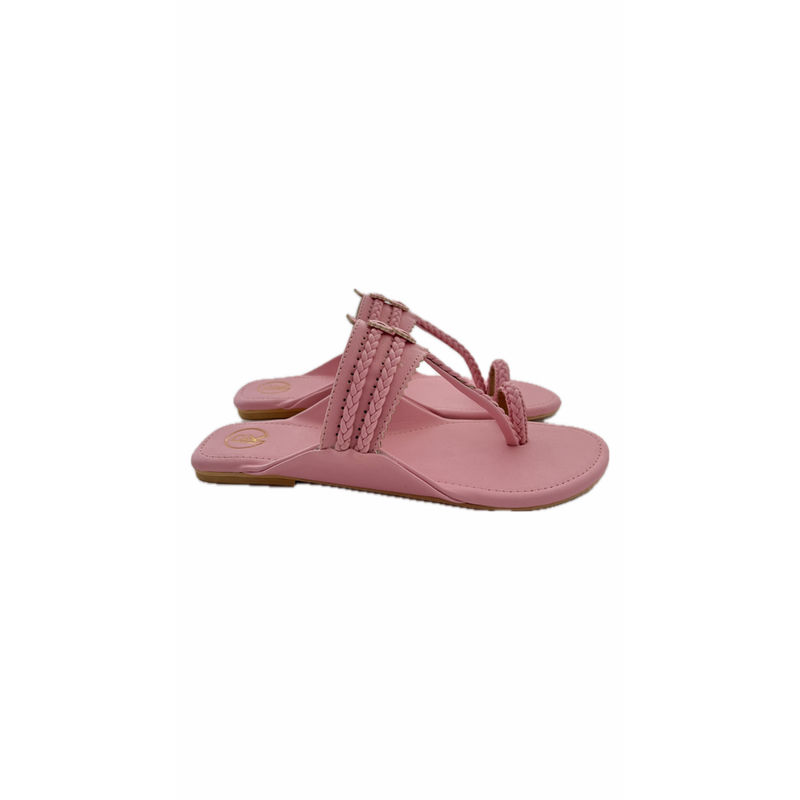 PREET KAUR Women Pink Pastel Flat Kolhapuri (EURO 39)