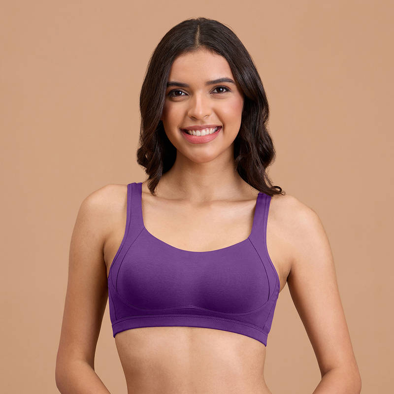 Nykd By Nykaa Cotton Non Padded Non Wired Everyday Comfort Bra-NYB388-Purple (L)