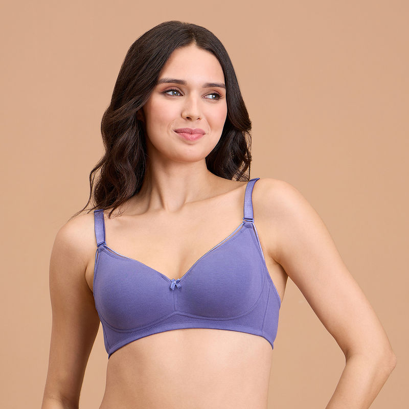 Nykd By Nykaa Cotton Deep Neck Non Padded Non Wired Bra with Low Back-NYB391-D.Purple (34B)