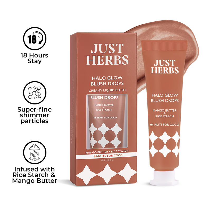 Just Herbs Halo-Glow Blush Drops Creamy Liquid Blush - 04 Nuts For Coco