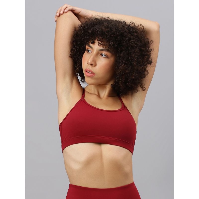 Fitkin Women's Maroon Halter Strapes Sports Bra (L)