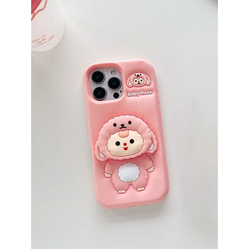 Treemoda Pink 3D Cartoon Baby Kickstand Case for Iphone 14 Pro (iPhone 14 Pro)