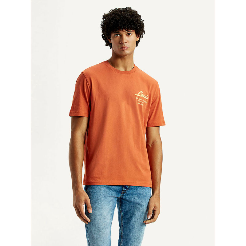 Levi's Mens Orange Typography Regular Fit T-Shirt (L)