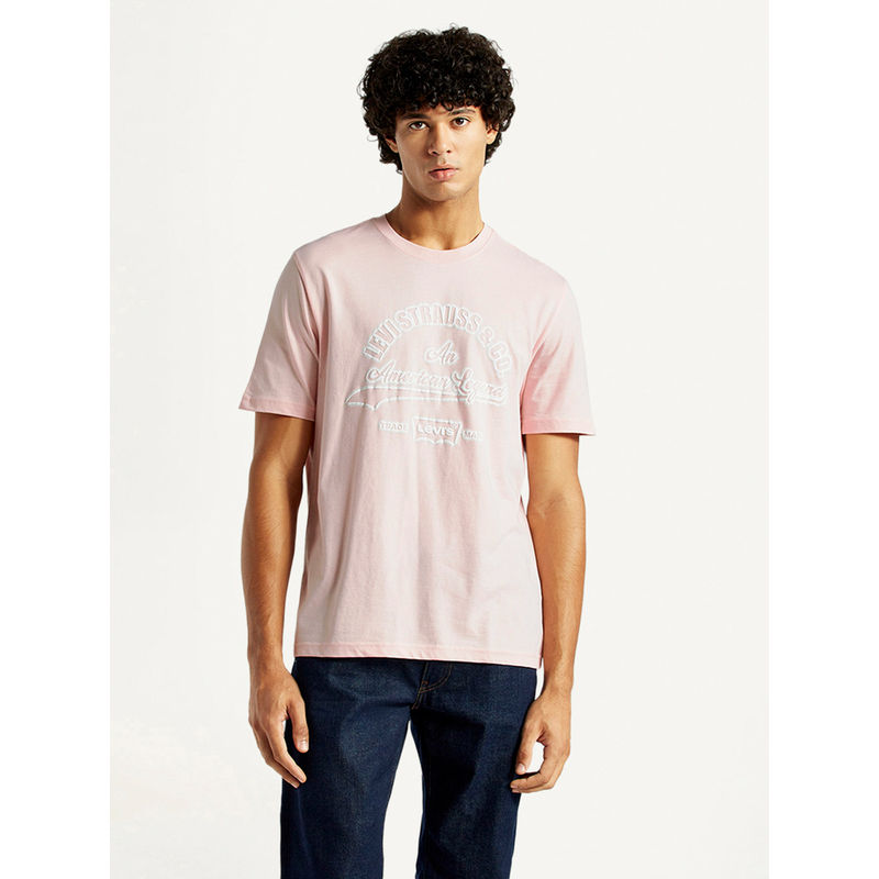 Levi's Mens Pink Typography Regular Fit T-Shirt (L)