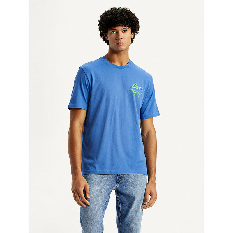 Levi's Mens Blue Typography Regular Fit T-Shirt (2XL)