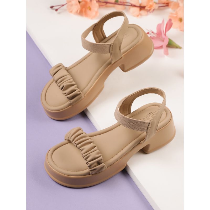 Truffle Collection Beige Solid Sandals (UK 4)