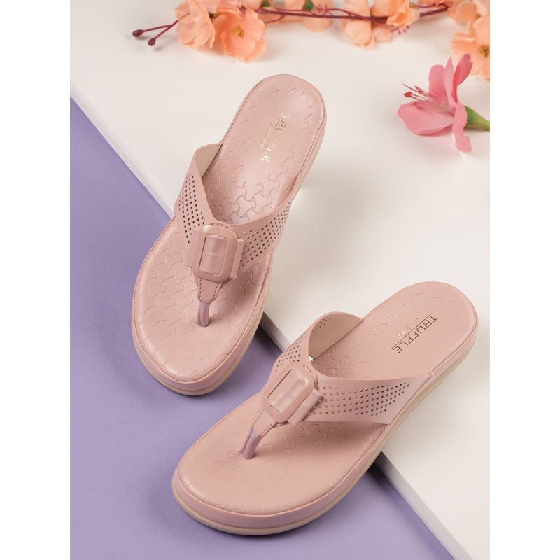 Truffle Collection Pink Solid Sandals (UK 3)
