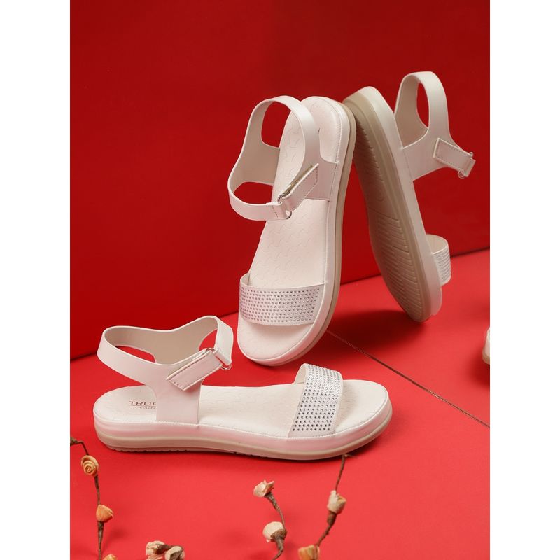 Truffle Collection White Embellished Sandals (UK 4)