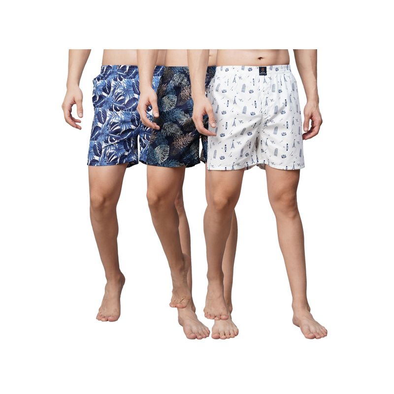 Urban Scottish Mens Multi-coloured 100% Cotton Printed Regular Boxers (Pack of 3) (S)