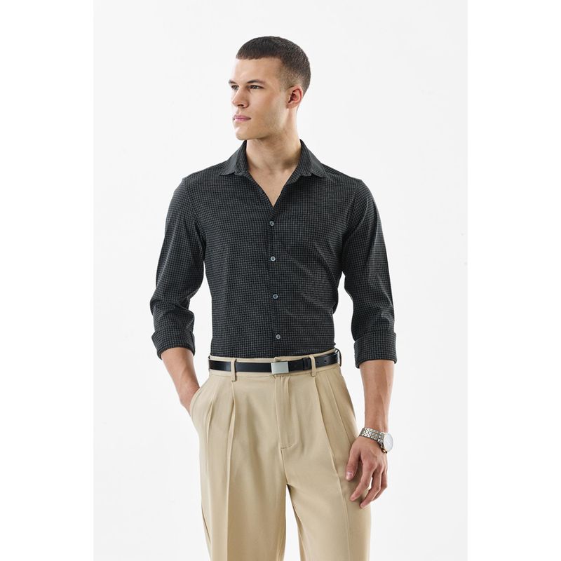 Snitch Men Black Checks Slim Fit Formal Shirt (XS)