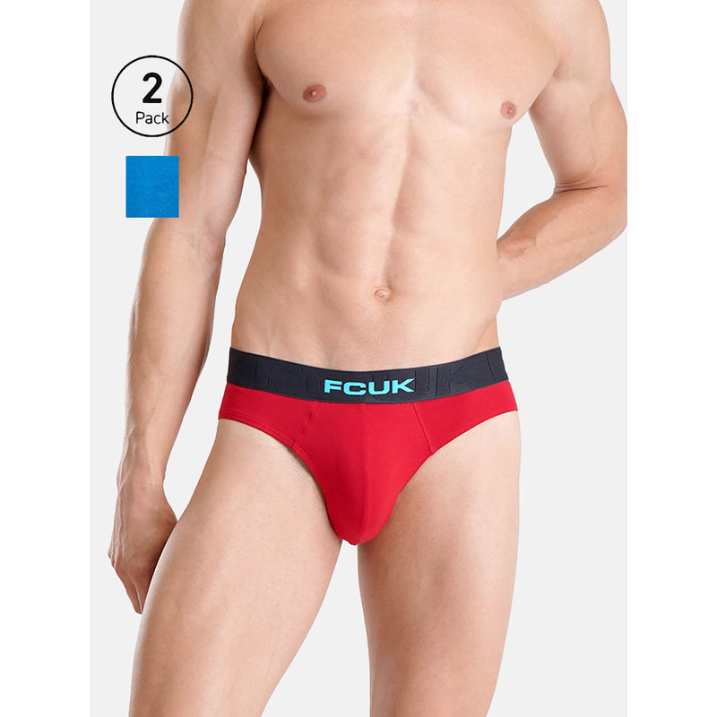 FCUK Flex Archway Men'S Solid Briefs (Pack of 2) (L)