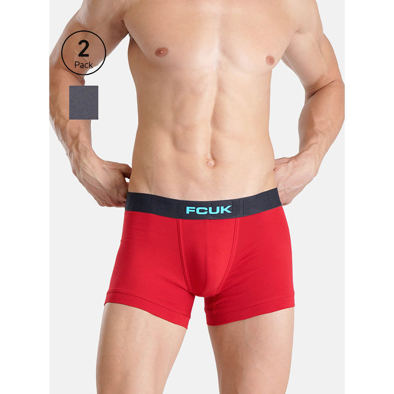 FCUK Flex Archway Men'S Solid Trunks (Pack of 2) (M)