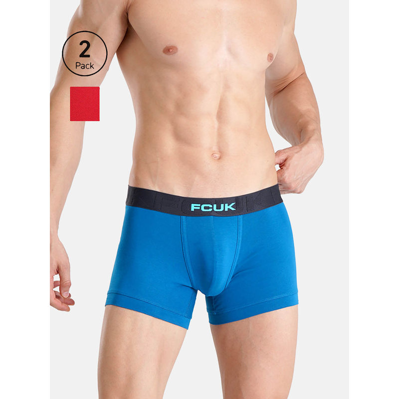 FCUK Flex Archway Men'S Solid Trunks (Pack of 2) (S)