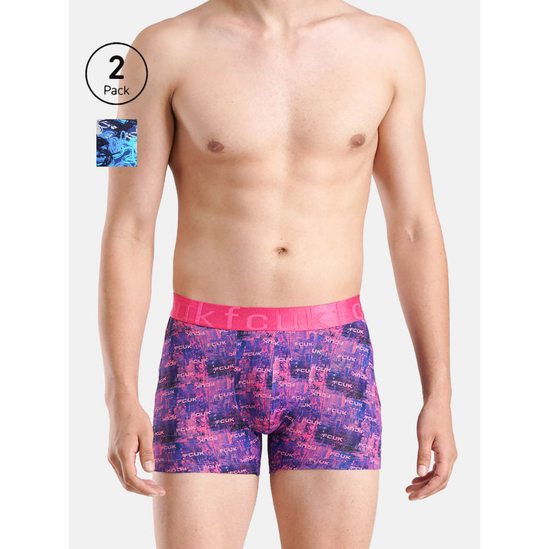 FCUK Flo Brewer Men'S Printed Trunks (Pack of 2) (S)