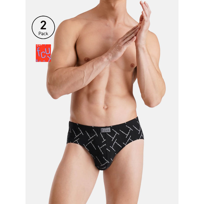 FCUK Play Bruce Men'S Printed Briefs (Pack of 2) (M)