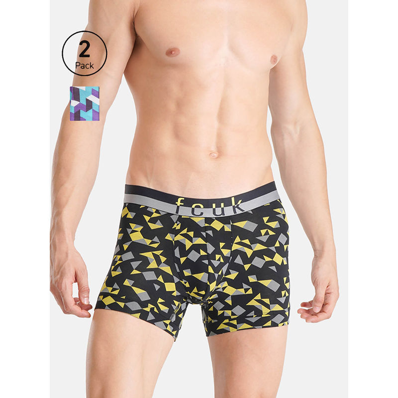 FCUK Glo Dover Men'S Printed Trunks (Pack of 2) (M)